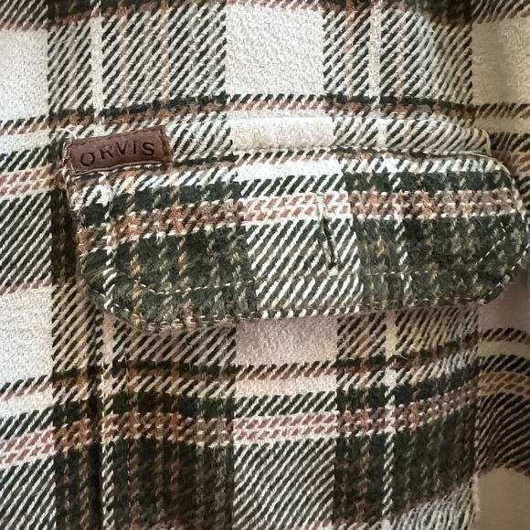 Orvis Heavyweight Flannel Shacket Plaid Shirt Jacket L Pockets - Picture 4 of 6